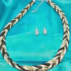 Braided Style Necklace and Earrings set